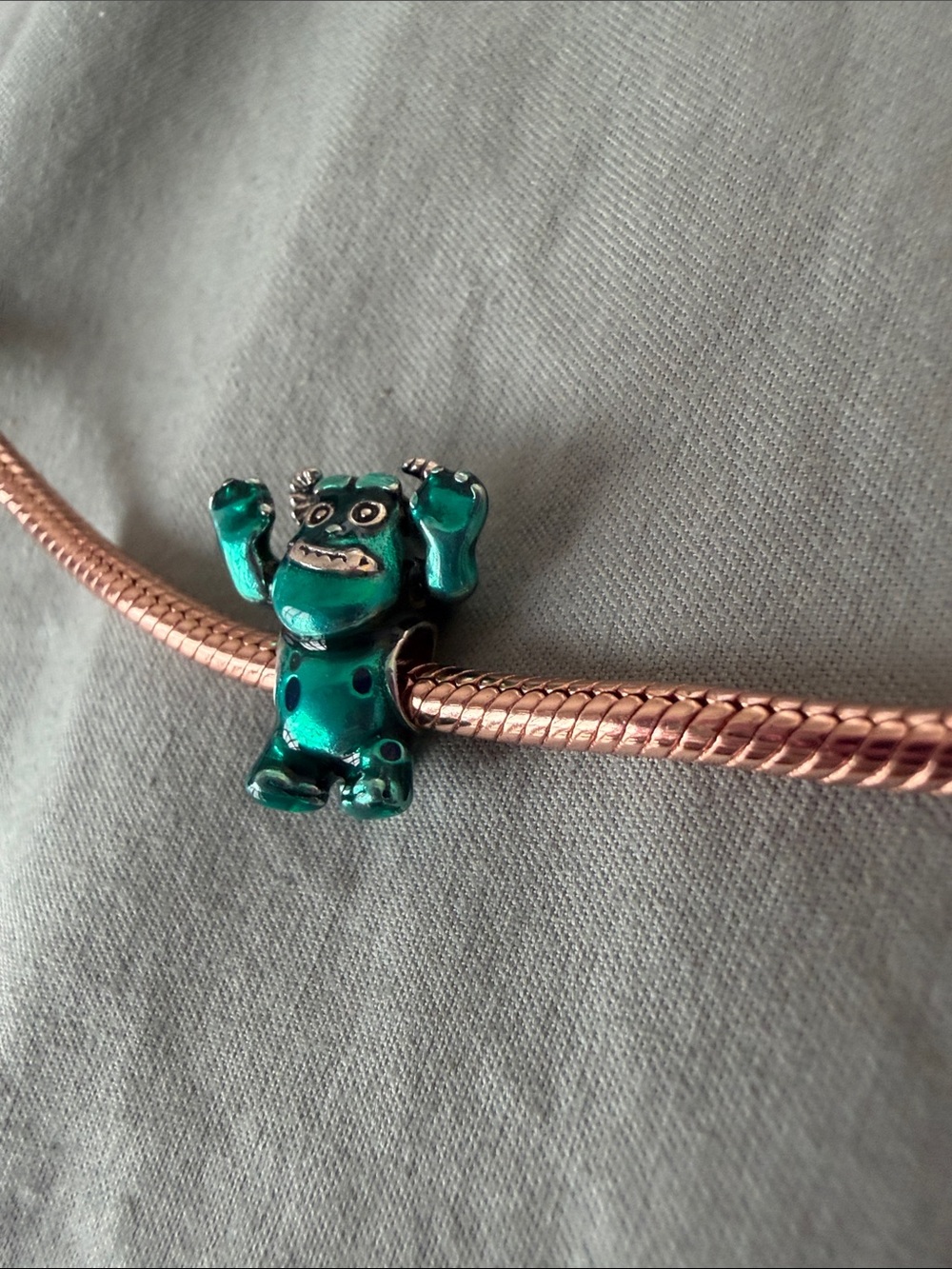 Silver & Teal Monster Inc Disney Charm - Picture 3 of 5